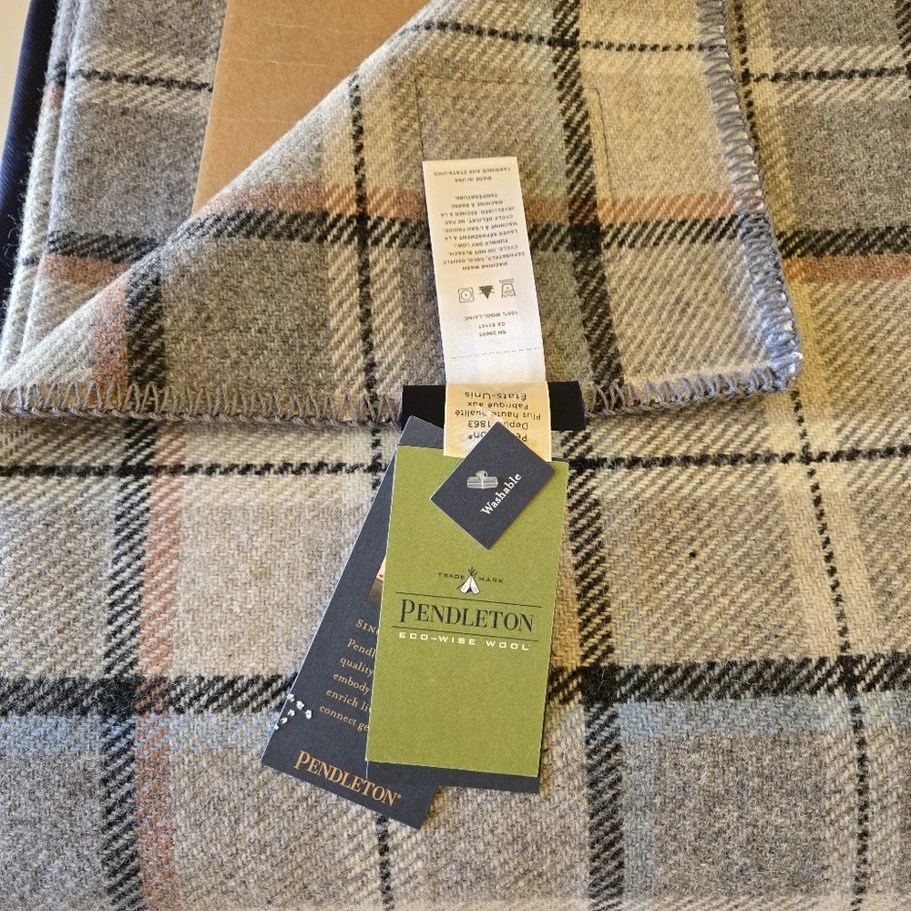 Pendleton Eco-Wise Pearl Plaid Washable 100% Wool Blanket, Twin 66